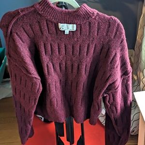 Wine oversized crop sweater NWOT